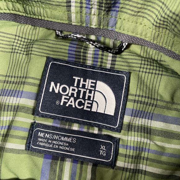 North Face Button Down Shirt Mens Extra Large Nylon Plaid Short Sleeve Green - Picture 3 of 13